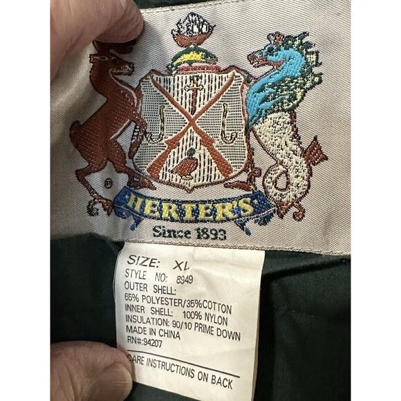 Herter’s Reversible Puffer Downs Vest XL Men’s Black /Green - Picture 12 of 16